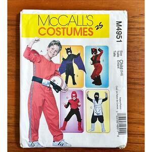 NEW FF McCalls 4951 Sewing Pattern Costumes Ninja Race Car Driver Boys Sz 3-6